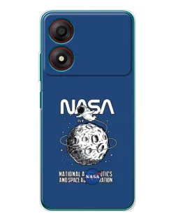 Чехол для ZTE Blade A34 с картинкой «NASA — лунная миссия»