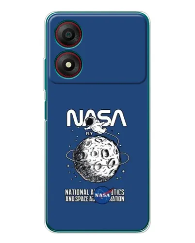 Чехол для ZTE Blade A34 с картинкой «NASA — лунная миссия»