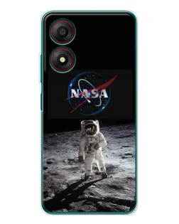 Чехол для ZTE Blade A34 с картинкой «Астронавт на Луне»