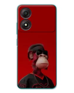 Чехол для ZTE Blade A34 с картинкой «Bored Ape в красном»