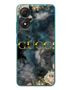 Чехол для ZTE Blade A34 с картинкой «Абстрактные цветы Gucci»