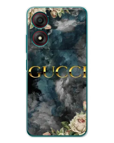 Чехол для ZTE Blade A34 с картинкой «Абстрактные цветы Gucci»