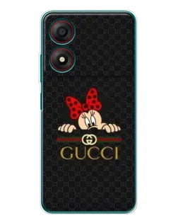 Чехол для ZTE Blade A34 с картинкой «Минни Маус Gucci — черный»