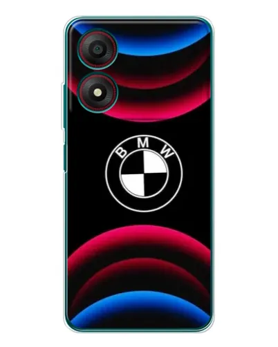 Чехол для ZTE Blade A34 с картинкой «Логотип BMW и неоновые дуги»