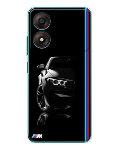 Чехол для ZTE Blade A34 с картинкой «Силуэт BMW в темноте»