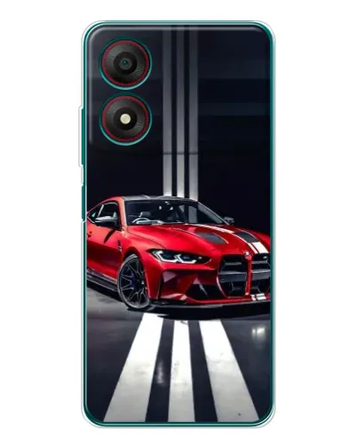 Чехол для ZTE Blade A34 с картинкой «Красная BMW на дороге»