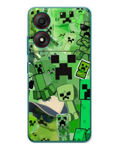 Чехол для ZTE Blade A34 с картинкой «Криперы Minecraft»