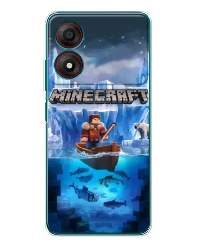 Чехол для ZTE Blade A34 с картинкой «Minecraft ледяной мир»