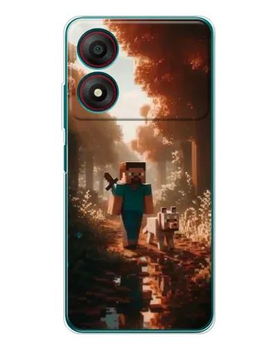 Чехол для ZTE Blade A34 с картинкой «Стив в лесу»