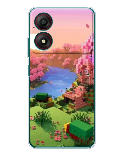 Чехол для ZTE Blade A34 с картинкой «Розовое дерево Minecraft»