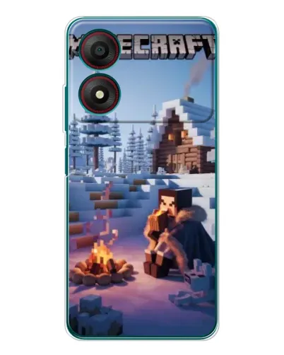 Чехол для ZTE Blade A34 с картинкой «Зимний Minecraft»