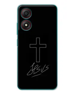 Чехол для ZTE Blade A34 с картинкой «Графический крест Jesus» Чехол для ZTE Blade A34 с картинкой «Графический крест Jesus»