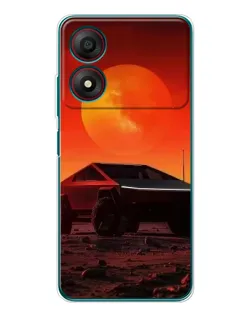 Чехол для ZTE Blade A34 с картинкой «Cybertruck на Марсе»