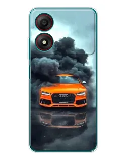 Чехол для ZTE Blade A34 с картинкой «Audi в облаках дыма»