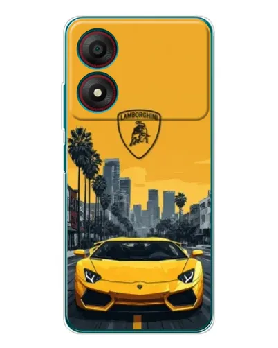Чехол для ZTE Blade A34 с картинкой «Желтый Lamborghini город»