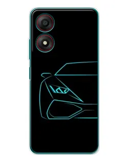 Чехол для ZTE Blade A34 с картинкой «Голубой силуэт Lamborghini» Чехол для ZTE Blade A34 с картинкой «Голубой силуэт Lamborghini»