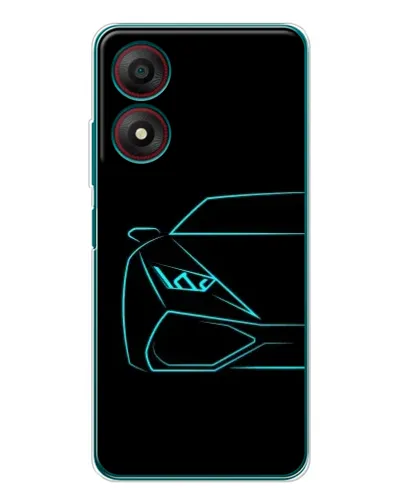 Чехол для ZTE Blade A34 с картинкой «Голубой силуэт Lamborghini»