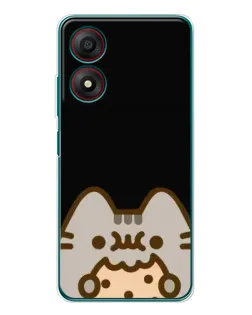 Чехол для ZTE Blade A34 с картинкой «Пушин на черном»