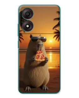 Чохол для ZTE Blade A34 з картинкою «Капібара з піцою» Чохол для ZTE Blade A34 з картинкою «Капібара з піцою»