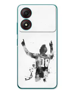 Чехол для ZTE Blade A34 с картинкой «Черно-белый силуэт Месси» Чехол для ZTE Blade A34 с картинкой «Черно-белый силуэт Месси»