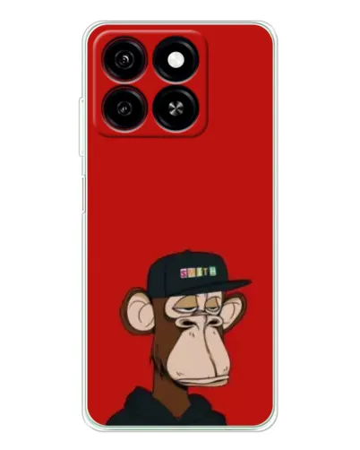 Чехол для ZTE Blade A35 с картинкой «Bored Ape — красный фон» Чехол для ZTE Blade A35 с картинкой «Bored Ape — красный фон»