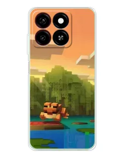 Чохол для ZTE Blade A35 з картинкою «Майнкрафт захід сонця»