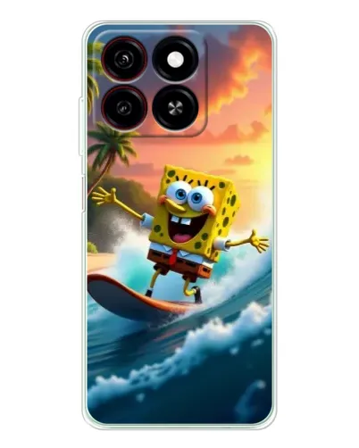 Чохол для ZTE Blade A35 з картинкою «Губка Боб серфінгіст»