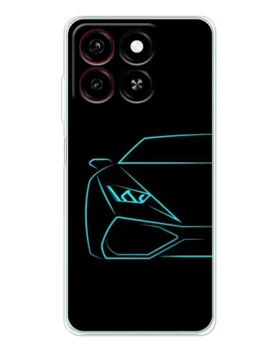Чехол для ZTE Blade A35 с картинкой «Голубой силуэт Lamborghini»