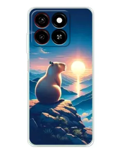 Чохол для ZTE Blade A35 з картинкою «Захід сонця з капібарою»