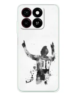 Чехол для ZTE Blade A35 с картинкой «Черно-белый силуэт Месси» Чехол для ZTE Blade A35 с картинкой «Черно-белый силуэт Месси»