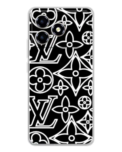 Чехол для ZTE Blade A36 с картинкой «Черно-белый узор LV»