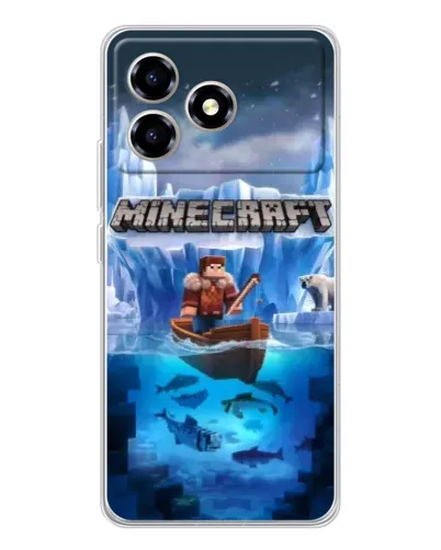 Чехол для ZTE Blade A36 с картинкой «Minecraft ледяной мир»