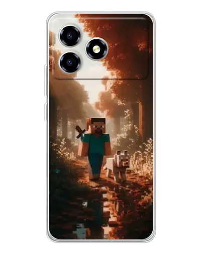 Чехол для ZTE Blade A36 с картинкой «Стив в лесу»