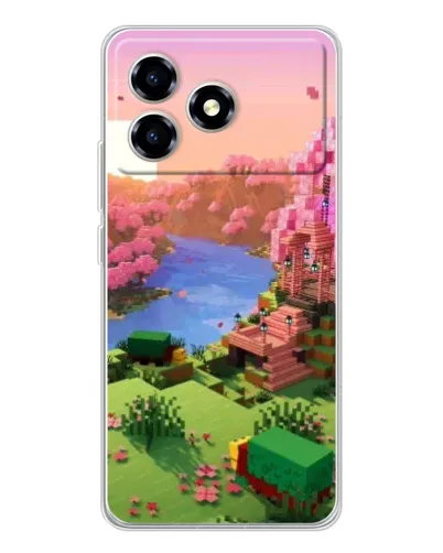 Чехол для ZTE Blade A36 с картинкой «Розовое дерево Minecraft»