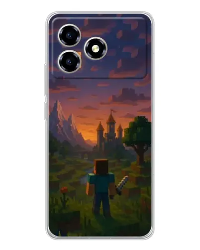 Чехол для ZTE Blade A36 с картинкой «Стив у башни»