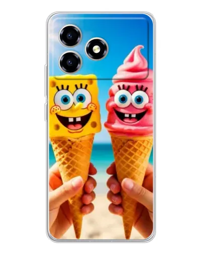 Чехол для ZTE Blade A36 с картинкой «Спанч Боб мороженое»