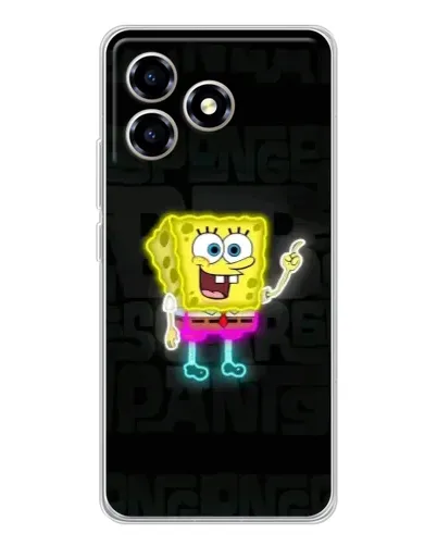 Чехол для ZTE Blade A36 с картинкой «Неоновый Губка Боб»