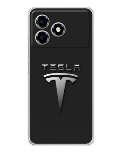 Чехол для ZTE Blade A36 с картинкой «Стальной логотип Tesla»