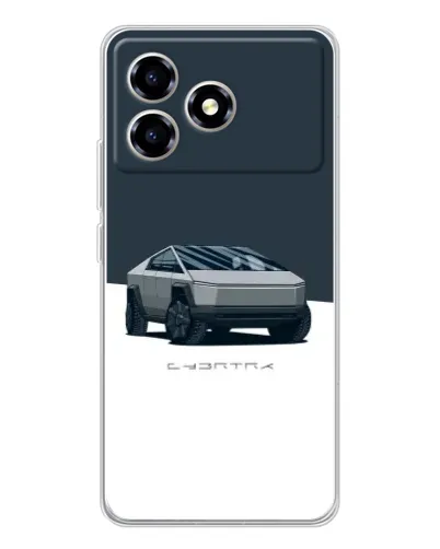 Чехол для ZTE Blade A36 с картинкой «Серебристый Cybertruck Tesla»