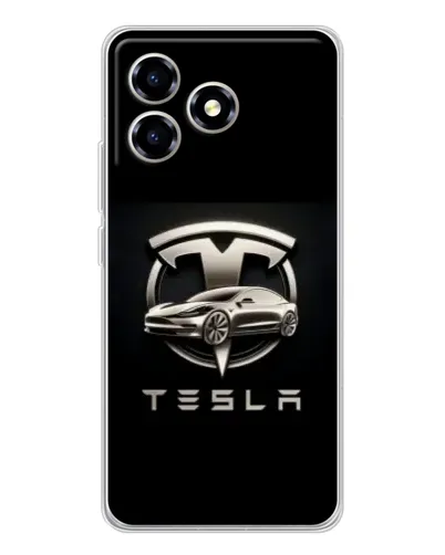 Чехол для ZTE Blade A36 с картинкой «Tesla — серебристое авто»