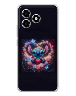 Чехол для ZTE Blade A36 с картинкой «Stitch в цветах»