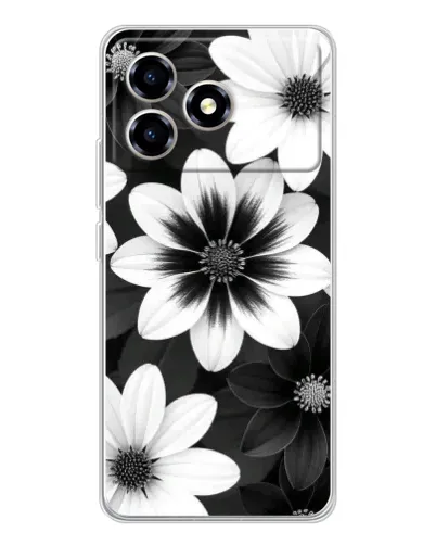 Чехол для ZTE Blade A36 с картинкой «Монохромные астры»