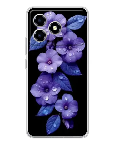 Чехол для ZTE Blade A36 с картинкой «Фиолетовые цветы с росою»