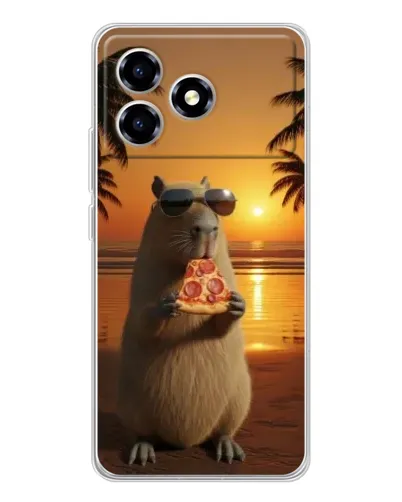 Чехол для ZTE Blade A36 с картинкой «Капибара с пиццей»