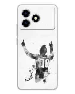 Чехол для ZTE Blade A36 с картинкой «Черно-белый силуэт Месси» Чехол для ZTE Blade A36 с картинкой «Черно-белый силуэт Месси»
