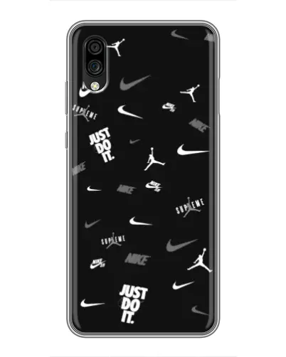 Чехол для ZTE Blade A5 (2020) с картинкой «Nike Black Pattern»