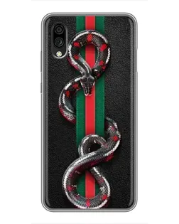 Чехол для ZTE Blade A5 (2020) с картинкой «Gucci — змея на полосе»