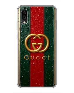 Чехол для ZTE Blade A5 (2020) с картинкой «Gucci — фирменная полоса и золото»