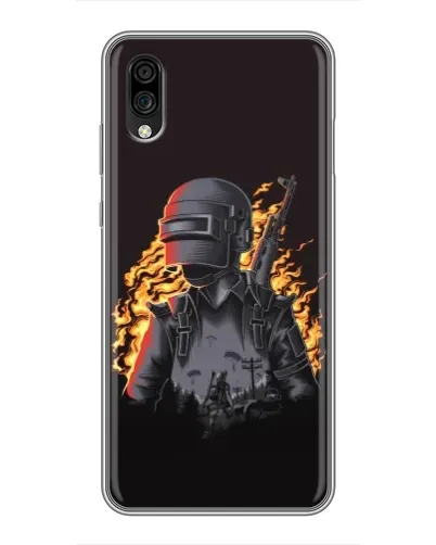 Чехол для ZTE Blade A5 (2020) с картинкой «PUBG — огненный силуэт»