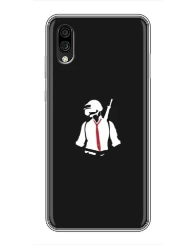 Чехол для ZTE Blade A5 (2020) с картинкой «PUBG — силуэт воина»
